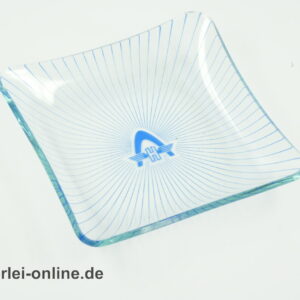 Vintage Hanomag Glasschale | 50er Jahre Glas Anbietschale mit Hanomag Rheinstahlbogen-Logo