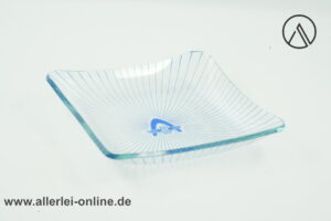 Vintage Hanomag Glasschale | 50er Jahre Lausitzer Glas Anbietschale mit Hanomag Rheinstahlbogen-Logo