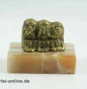 Drei weise Affen Messing Figur auf Onyx Sockel | Schreibtisch Dekoration | Vintage Tierfigur