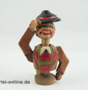 Figürlicher Flaschenkorken | Alter beweglicher Zierkorken | Holz geschnitzt
