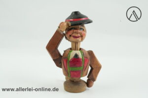 Figürlicher Flaschenkorken | Alter beweglicher Zierkorken | Holz geschnitzt