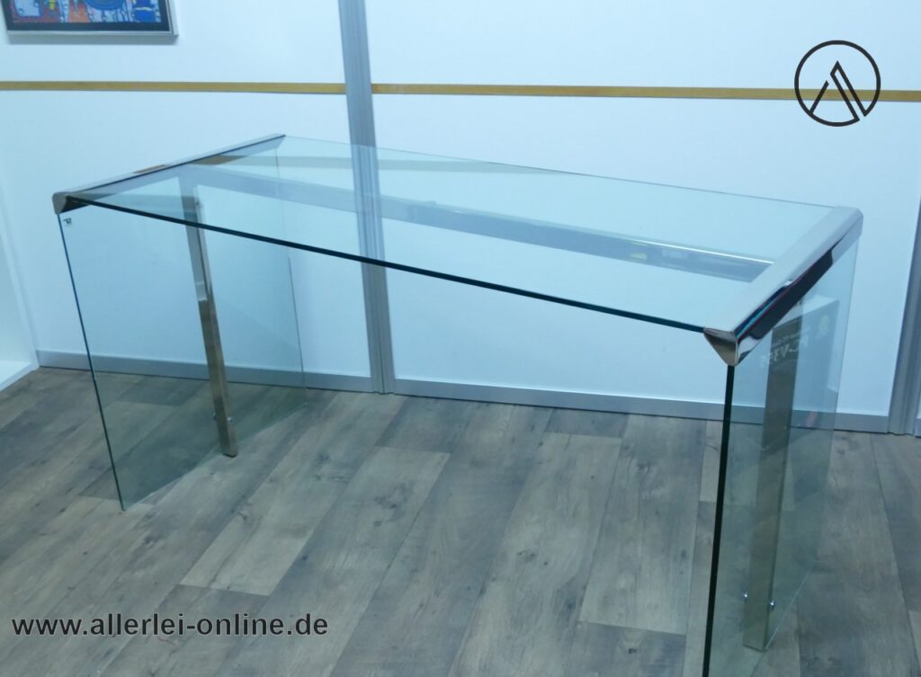 Designer Tisch | Gallotti & Radice Dattilo Schreibtisch | Chrom/Glas Tisch | Vintage 70-80er Jahre