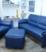 W.Schillig Zweisitzer Sofa mit Sessel + Hocker | Blau | Leder Sitzmöbel