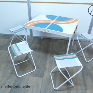 Italienisches klappbares Camping-Set | Vintage Tisch- und Stuhlset | Stiliac Italien Camping-Set