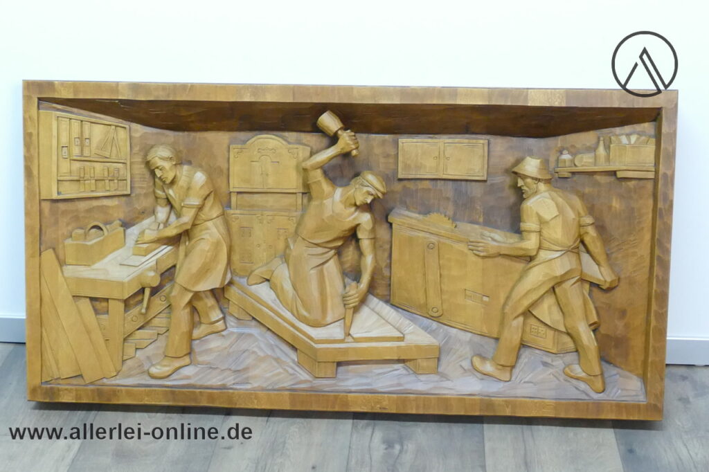 Michael Haimerl Bischofsmais | Großes handgeschnitztes Wand Holzrelief mit Handwerker Motiv