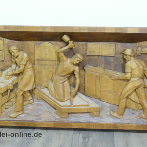 Michael Haimerl Bischofsmais | Großes handgeschnitztes Wand Holzrelief mit Handwerker Motiv
