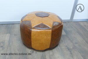 Pouf Hocker | Sitzhocker - Sitzwürfel ,braun | 60er Jahre Skai-Kunstleder Sitzsack