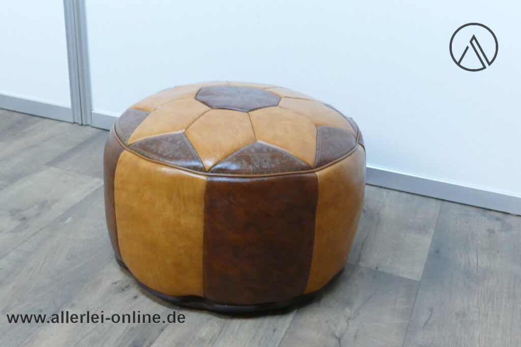 Pouf Hocker | Sitzhocker - Sitzwürfel ,braun | Vintage 60er Jahre Skai-Kunstleder Sitzsack