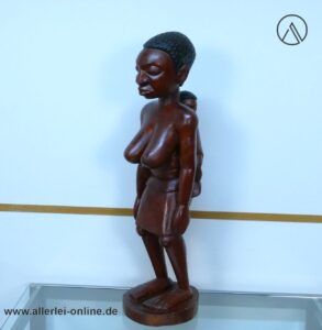 Afrikanische Holzfigur | Mutter mit Kind auf dem Rücken ,massiv Holz 78 cm | Afrikanische Volkskunst Handarbeit