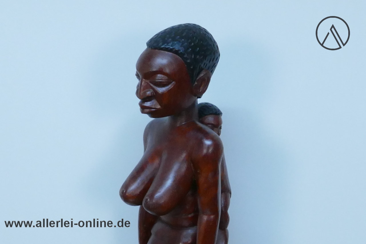 Afrikanische Holzfigur | Mutter mit Kind auf dem Rücken 78 cm | Afrikanische Stammeskunst Handarbeit Afrikanische Holzfigur | Mutter mit Kind auf dem Rücken 78 cm | Afrikanische Stammeskunst Handarbeit
