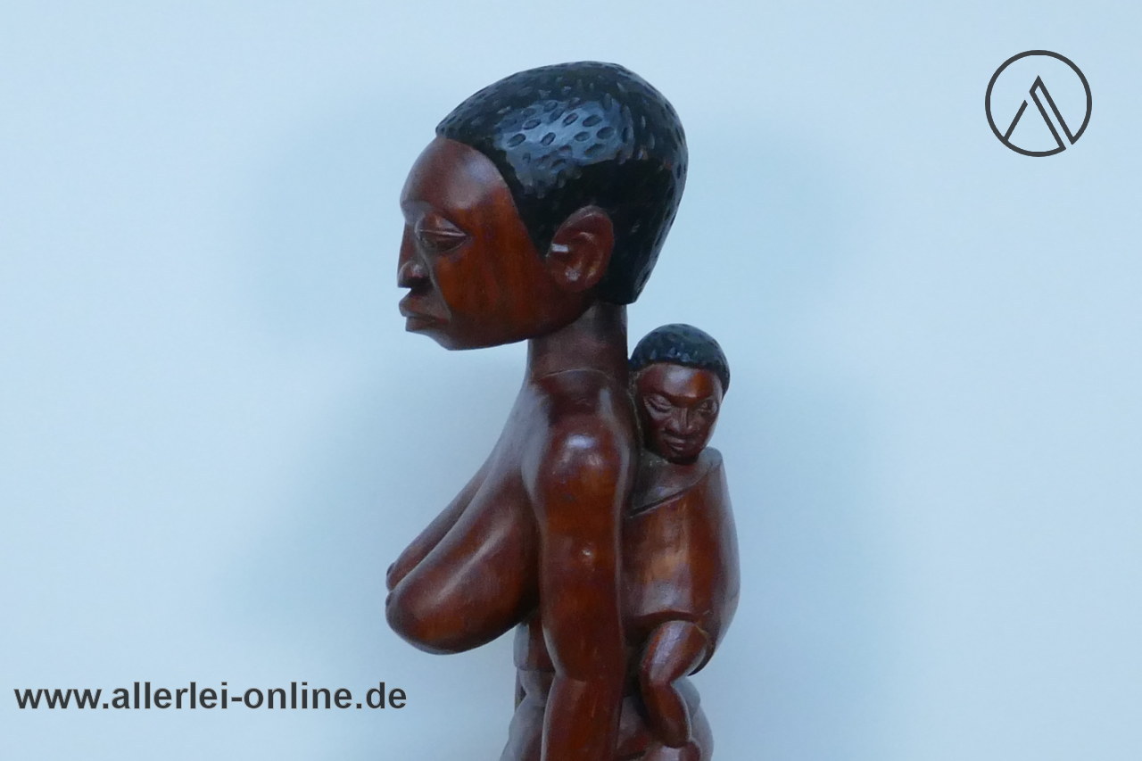 Vintage Afrikanische Holzskulptur | Mutter mit Kind auf dem Rücken 78 cm | Afrikanische Stammeskunst Vintage Afrikanische Holzskulptur | Mutter mit Kind auf dem Rücken 78 cm | Afrikanische Stammeskunst