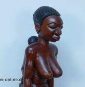 Afrikanische Holzskulptur | Mutter mit Kind auf dem Rücken 78 cm | Afrikanische Stammeskunst Handarbeit