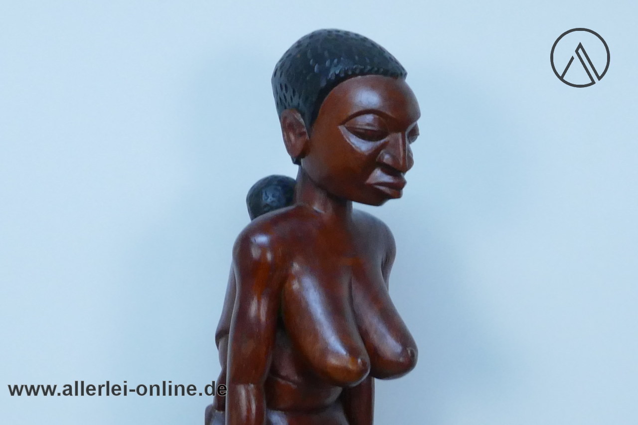 Afrikanische Holzskulptur | Mutter mit Kind auf dem Rücken 78 cm | Afrikanische Stammeskunst Handarbeit Afrikanische Holzskulptur | Mutter mit Kind auf dem Rücken 78 cm | Afrikanische Stammeskunst Handarbeit