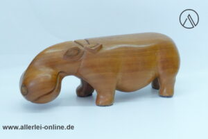 Nilpferd / Flußpferd Hippo | Holzfigur | Handgeschnitzte Holzskulptur | Suarholz (asiatische Eiche) oder Olivenholz
