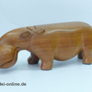 Nilpferd / Flußpferd Hippo | Holzfigur | Handgeschnitzte Holzskulptur | Suarholz (asiatische Eiche) oder Olivenholz