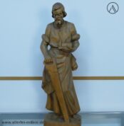 Handgeschnitzte Heiliger Josef Figur | 72 cm Zimmermann Holzfigur mit Hobel und Säge
