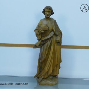 Handgeschnitzte Heiliger Josef Figur | 52 cm Zimmermann Holzfigur mit Hobel und Säge