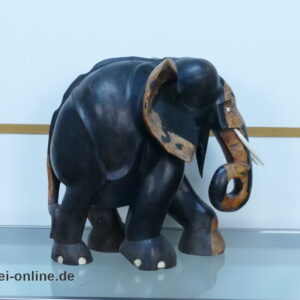 Ebenholz Elefant – 42 cm hoch – Handgeschnitzt - Massivholz 18,3 Kg