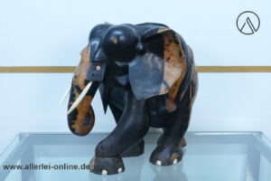Repräsentativer XXL Ebenholz-Elefant – 42 cm hoch – Handgeschnitzt - Massivholz 18,3 Kg schwer