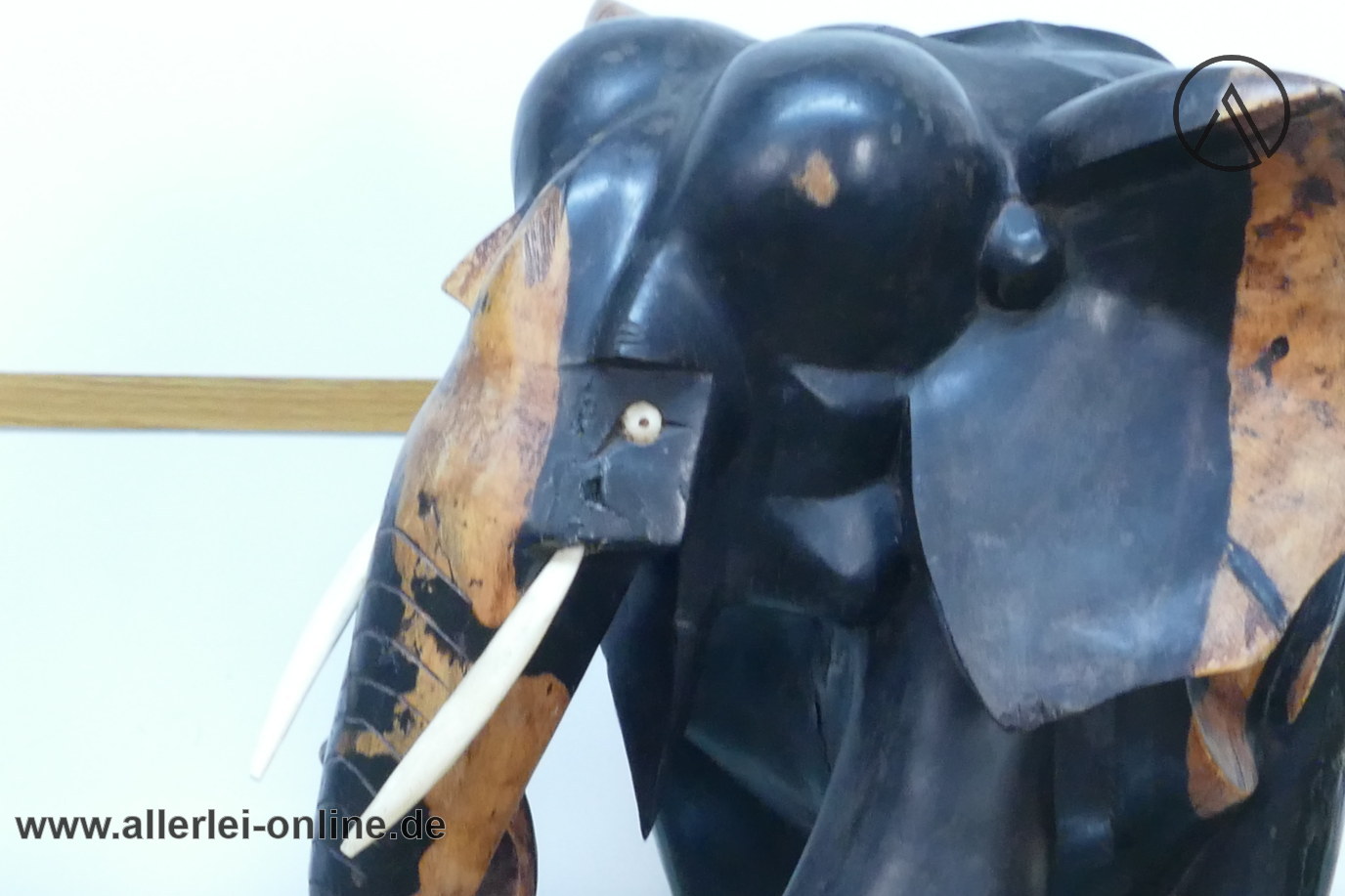 XXL Ebenholz Elefant – 42 cm – Handgeschnitzt - Massivholz 18,3 Kg EBONY ELEPHANT Asiatische Kolonialarbeit XXL Ebenholz Elefant – 42 cm – Handgeschnitzt - Massivholz 18,3 Kg EBONY ELEPHANT Asiatische Kolonialarbeit