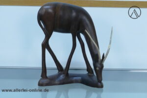 Antilope Holzskulptur | Edelholz Gazelle ,massiv Holz Figur 26 cm | Afrikanische Volkskunst Handarbeit