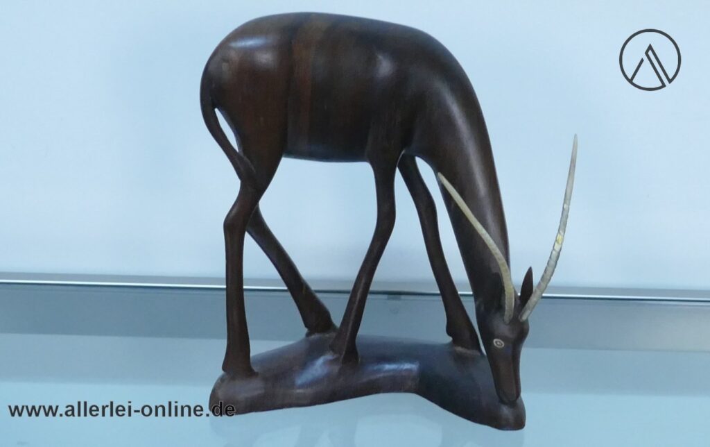 Antilope Holzfigur | Edelholz Gazelle ,massiv Holz Figur 26 cm | Afrikanische Volkskunst Handarbeit