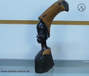 Afrikanische Kunst - Kopf Skulptur | Frauenfigur ,massiv Holz Figur 38 cm | Afrikanische Volkskunst Handarbeit