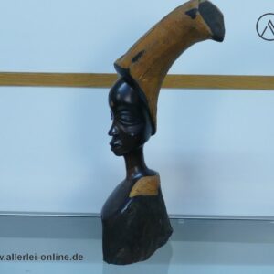 Afrikanische Kunst - Kopf Skulptur | Frauenfigur ,massiv Holz Figur 38 cm | Afrikanische Volkskunst Handarbeit