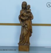 Maria mit Kind Holzfigur | Madonna mit Kind | Sakralstatue - Geschnitzte Holzskulptur