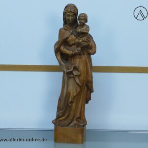 Maria mit Kind Holzfigur | Madonna mit Kind | Sakralstatue - Geschnitzte Holzskulptur