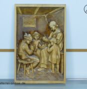 Michael Haimerl Bischofsmais | Mutter umringt von Kindern beim Äpfel schälen | Handgeschnitztes Wand Holzrelief
