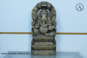 Elefantengott Holzfigur | Ganesh Indien Herr der Weisheit und Beseitiger von Hindernissen | Geschnitzte Holzskulptur