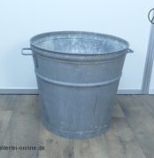 Alter Zinkbottich | Verzinkter schwerer Bauern Zinkeimer - Metalleimer | 61 x 56 cm