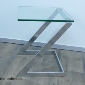 GEBRA Beistelltisch | Vintage Gebra Z Tisch Chrom & Glas aus den 80er Jahren