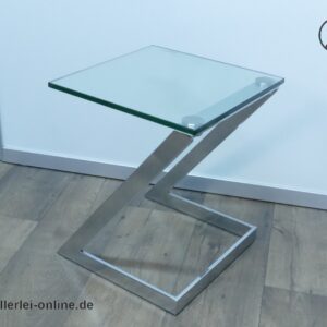 GEBRA Beistelltisch | Vintage Gebra ZickZack Tisch Chrom & Glas aus den 80er Jahren