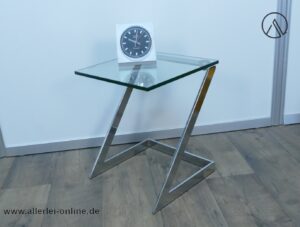 GEBRA Beistelltisch | Vintage Gebra ZickZack Designertisch Chrom & Glas aus den 80er Jahren
