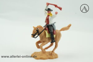Timpo Toys | Cowboy zu Pferd mit Pistole und Gewehr | Vintage Timpo Toys Steckfigur