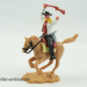 Timpo Toys | Cowboy zu Pferd mit Pistole und Gewehr | Vintage Timpo Toys Steckfigur