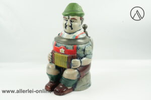 GERZIT Figurenkrug | GERZ Deckelkrug | Vintage Bierkrug mit Zinndeckel