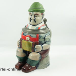 GERZIT Figurenkrug | GERZ Deckelkrug | Vintage Bierkrug mit Zinndeckel