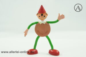 Sparefroh-Biegefigur | Maskottchen Werbefigur der Sparkassen | Vintage 60-70er Jahre Schleich Gummi Figur