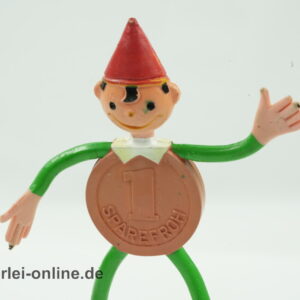 Sparefroh Biegefigur | Werbeträger Figu der Sparkassen | Vintage 60-70er Jahre Schleich Gummi Figur