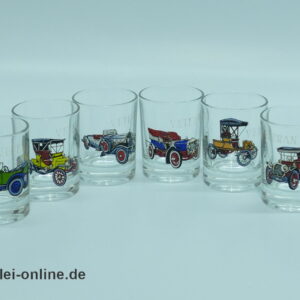 Schnapsgläser mit Oldtimer Motiven | Veteran Schnapsglas-Set | Vintage Rockabilly 60er Jahre