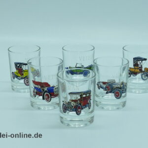 Schnapsgläser mit Oldtimer Motiven | Veteran Schnapsglas-Set | Vintage Rockabilly 60er Jahre Motivgläser