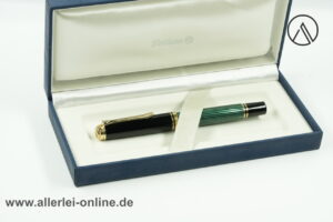Pelikan Souverän M600 Füllhalter | Kolbenfüller 14K/585 Goldfeder "M"|  schwarz-grün gestreift mit Etui