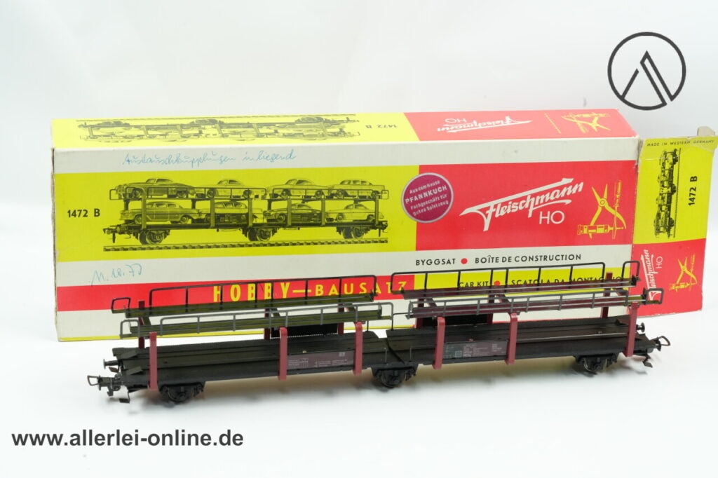 Fleischmann H0 | Fleischmann 1472 B Doppelstock-Autotransportwagen ,unbeladen | 3-Achsiger Bausatz Metall Güterwagen