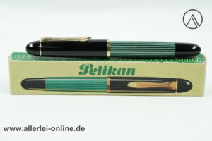 Pelikan 140 Füller | Kolbenfüller ,schwarz-grün gestreift mit 14K/585 Goldfeder "OF" und Original-Pappverpackung
