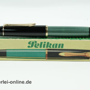 Pelikan 140 Füller | Kolbenfüller ,schwarz-grün gestreift mit 14K/585 Goldfeder "OF" und Original-Pappverpackung