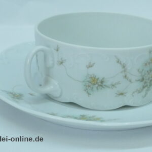 Rosenthal Classic Rose | Porzellan Suppentasse mit Unterteller | Monbijou Grüne Ranke 1