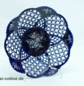 SUMI Porzellan | Made in Romania | Zierschale Durchbruchschale | Kobaltblau mit Blumenbouquet weiß Signiert J. Gombar5